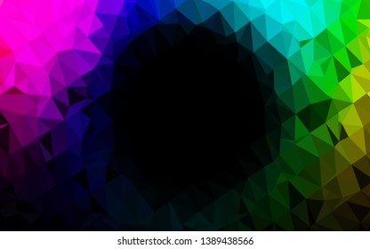 Dark Multicolor, Rainbow vector polygonal background. Glitter abstract illustration with an elegant design. Triangular pattern for your business design.