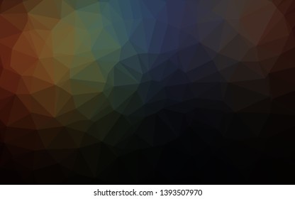 Dark Multicolor, Rainbow vector polygonal pattern. Triangular geometric sample with gradient.  Template for a cell phone background.