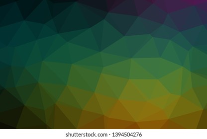 Dark Multicolor, Rainbow vector polygonal pattern. Geometric illustration in Origami style with gradient. Template for a cell phone background.