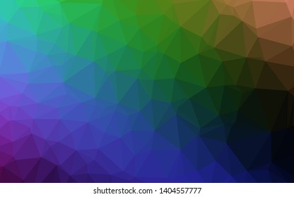 Dark Multicolor, Rainbow vector polygonal background. Colorful illustration in Origami style with gradient.  Textured pattern for background.