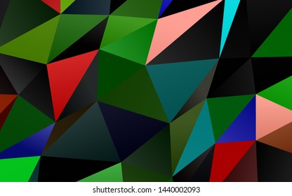 Dark Multicolor, Rainbow vector polygonal background. Colorful illustration in Origami style with gradient.  Textured pattern for background.