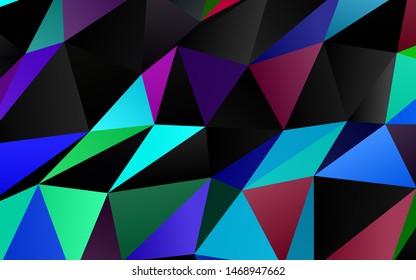 Dark Multicolor, Rainbow vector polygonal background. Brand new colorful illustration in with gradient. Polygonal design for your web site.