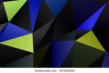 Dark Multicolor, Rainbow vector polygonal background. Colorful illustration in Origami style with gradient.  Polygonal design for your web site.