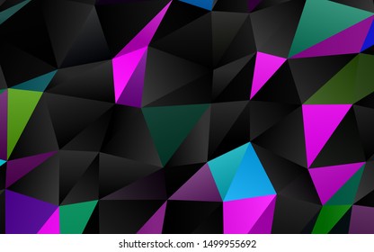 Dark Multicolor, Rainbow vector polygonal background. Modern geometrical abstract illustration with gradient. Completely new design for your business.