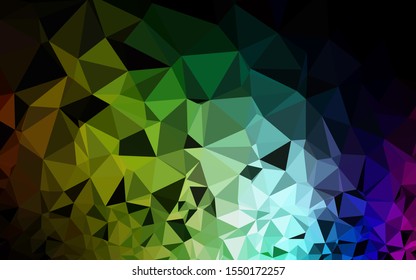 Dark Multicolor, Rainbow vector polygonal background. Glitter abstract illustration with an elegant design. Elegant pattern for a brand book.