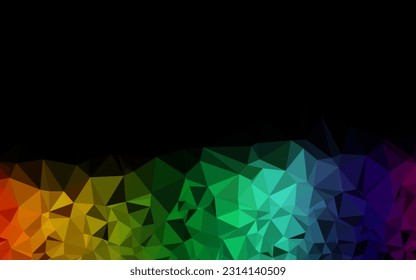 Dark Multicolor, Rainbow vector polygonal template. A sample with polygonal shapes. Elegant pattern for a brand book.