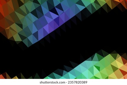 Dark Multicolor, Rainbow vector polygonal template. Modern geometrical abstract illustration with gradient. The best triangular design for your business.
