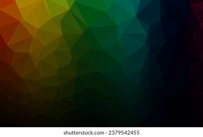 Dark Multicolor, Rainbow vector polygonal pattern. Geometric illustration in Origami style with gradient. Template for your brand book.
