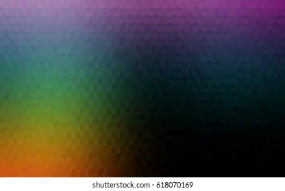 Dark Multicolor, Rainbow vector polygonal illustration, which consist of hexagons. Hexagonal design for your business. Creative geometric background in Origami style with gradient