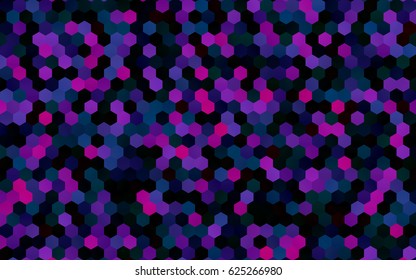 Dark Multicolor, Rainbow vector polygonal illustration, which consist of hexagons. Hexagonal pattern for your business design. Geometric background in Origami style with gradient. 