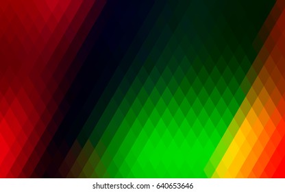 Dark Multicolor, Rainbow vector polygonal illustration consisting of rectangles. Rectangular design for your business. Creative geometric background in origami style with gradient.