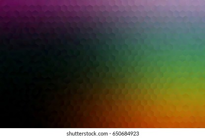 Dark Multicolor, Rainbow vector polygonal illustration, which consist of hexagons. Hexagonal design for your business. Creative geometric background in Origami style with gradient