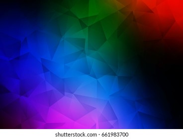 Dark Multicolor, Rainbow vector polygonal background. Brand-new colored illustration in blurry style with gradient. The textured pattern can be used for background.