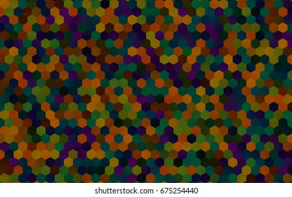 Dark Multicolor, Rainbow vector polygonal illustration, which consist of hexagons. Hexagonal design for your business. Creative geometric background in Origami style with gradient
