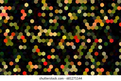 Dark Multicolor, Rainbow vector polygonal illustration, which consist of hexagons. Hexagonal design for your business. Creative geometric background in Origami style with gradient