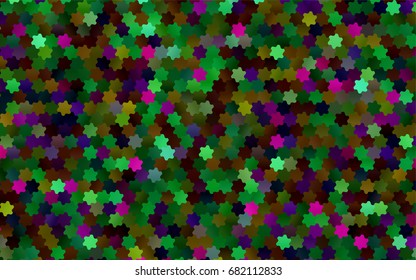 Dark Multicolor, Rainbow vector polygonal illustration, which consist of hexagons. Hexagonal pattern for your business design. Geometric background in Origami style with gradient. 