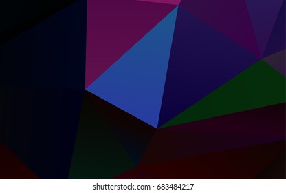 Dark Multicolor, Rainbow vector polygonal background. Triangular geometric sample with gradient.  Brand-new design for your business.