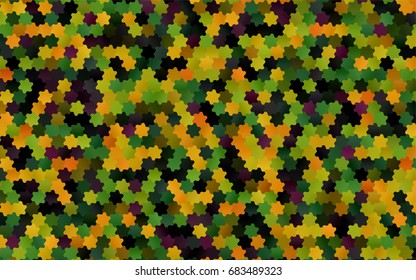 Dark Multicolor, Rainbow vector polygonal illustration, which consist of hexagons. Hexagonal pattern for your business design. Geometric background in Origami style with gradient. 