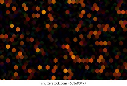 Dark Multicolor, Rainbow vector polygonal illustration, which consist of hexagons. Hexagonal design for your business. Creative geometric background in Origami style with gradient