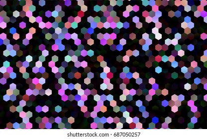 Dark Multicolor, Rainbow vector polygonal illustration, which consist of hexagons. Hexagonal pattern for your business design. Geometric background in Origami style with gradient. 
