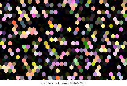 Dark Multicolor, Rainbow vector polygonal illustration, which consist of hexagons. Hexagonal design for your business. Creative geometric background in Origami style with gradient