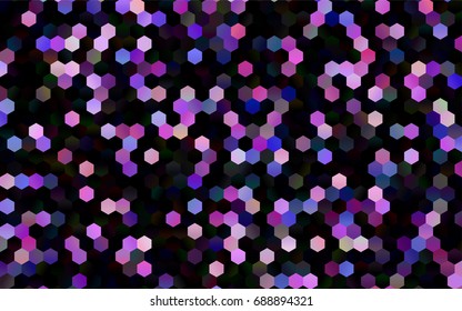 Dark Multicolor, Rainbow vector polygonal illustration, which consist of hexagons. Hexagonal pattern for your business design. Geometric background in Origami style with gradient. 