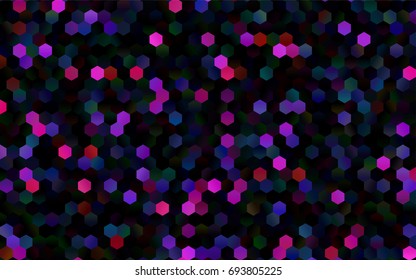 Dark Multicolor, Rainbow vector polygonal illustration, which consist of hexagons. Hexagonal design for your business. Creative geometric background in Origami style with gradient