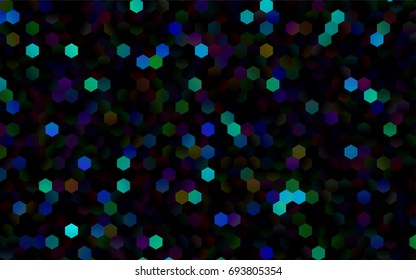 Dark Multicolor, Rainbow vector polygonal illustration, which consist of hexagons. Hexagonal pattern for your business design. Geometric background in Origami style with gradient. 