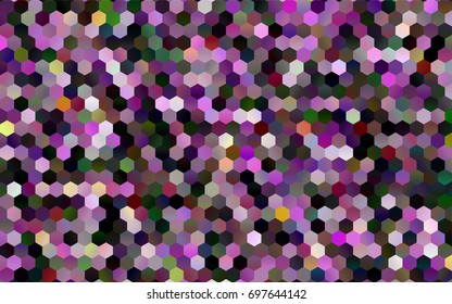 Dark Multicolor, Rainbow vector polygonal illustration, which consist of hexagons. Hexagonal pattern for your business design. Geometric background in Origami style with gradient. 