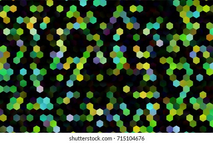 Dark Multicolor, Rainbow vector polygonal illustration, which consist of hexagons. Hexagonal design for your business. Creative geometric background in Origami style with gradient