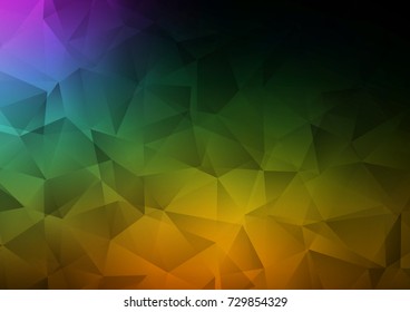 Dark Multicolor, Rainbow vector polygonal template. Triangular geometric sample with gradient.  A completely new design for your business.