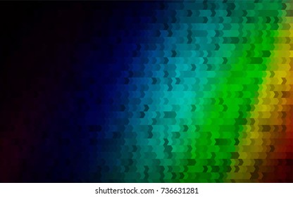 Dark Multicolor, Rainbow vector polygonal illustration consisting of rectangles. Rectangular design for your business. Creative geometric background in origami style with gradient.