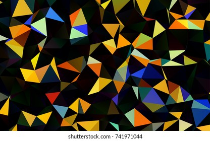 Dark Multicolor, Rainbow vector polygonal background. Brand-new colored illustration in blurry style with gradient. Brand-new design for your business.
