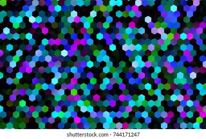 Dark Multicolor, Rainbow vector polygonal illustration, which consist of hexagons. Hexagonal design for your business. Creative geometric background in Origami style with gradient