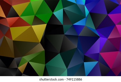 Dark Multicolor, Rainbow vector polygonal background. Modern geometrical abstract illustration with gradient. Brand-new design for your business.