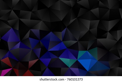 Dark Multicolor, Rainbow vector polygonal pattern. A sample with polygonal shapes. A new texture for your design.