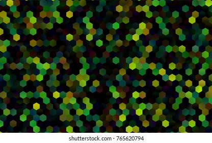 Dark Multicolor, Rainbow vector polygonal illustration, which consist of hexagons. Hexagonal design for your business. Creative geometric background in Origami style with gradient