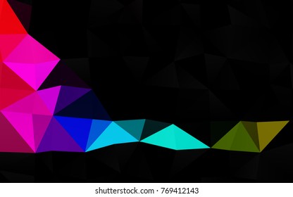 Dark Multicolor, Rainbow vector polygonal pattern. Geometric illustration in Origami style with gradient.  A new texture for your design.
