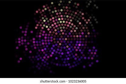Dark Multicolor, Rainbow vector red banner with set of circles, dots. Donuts Background. Creative Design Template. Technological halftone illustration.