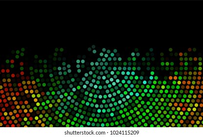 Dark Multicolor, Rainbow vector red banner with set of circles, dots. Donuts Background. Creative Design Template. Technological halftone illustration.