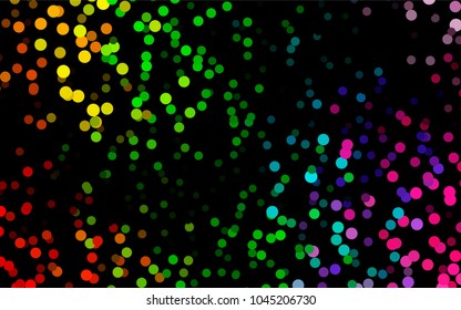 Dark Multicolor, Rainbow vector red banner with set of circles, dots. Donuts Background. Creative Design Template. Technological halftone illustration.
