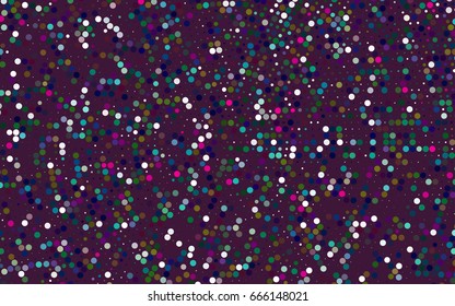 Dark Multicolor, Rainbow vector red banner with set of circles, dots. Donuts Background. Creative Design Template. Technological halftone illustration.