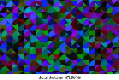 Dark Multicolor, Rainbow vector red banner with set of circles, dots. Donuts Background. Creative Design Template. Technological halftone illustration.