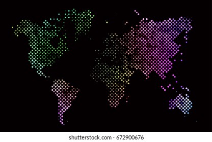 Dark Multicolor, Rainbow vector red banner with set of circles, dots. Donuts Background. Creative Design Template. Technological halftone illustration.