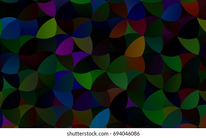 Dark Multicolor, Rainbow vector red pattern of geometric circles, shapes. Colorful mosaic banner. Geometric background with colored disks.