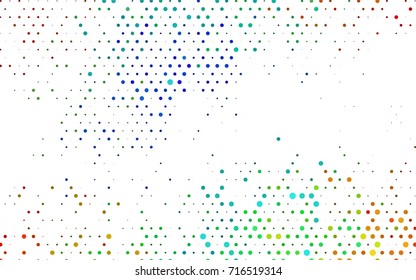 Dark Multicolor, Rainbow vector red banner with set of circles, dots. Donuts Background. Creative Design Template. Technological halftone illustration.