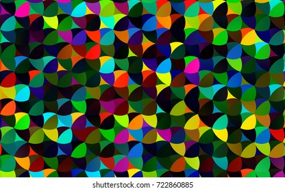 Dark Multicolor, Rainbow vector red banner with set of circles, dots. Donuts Background. Creative Design Template. Technological halftone illustration.