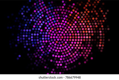 Dark Multicolor, Rainbow vector red banner with set of circles, dots. Donuts Background. Creative Design Template. Technological halftone illustration.