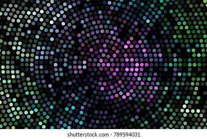 Dark Multicolor, Rainbow vector red banner with set of circles, dots. Donuts Background. Creative Design Template. Technological halftone illustration.