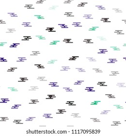 Dark Multicolor, Rainbow vector seamless template with repeated sticks. Lines on blurred abstract background with gradient. The template can be used as a background.